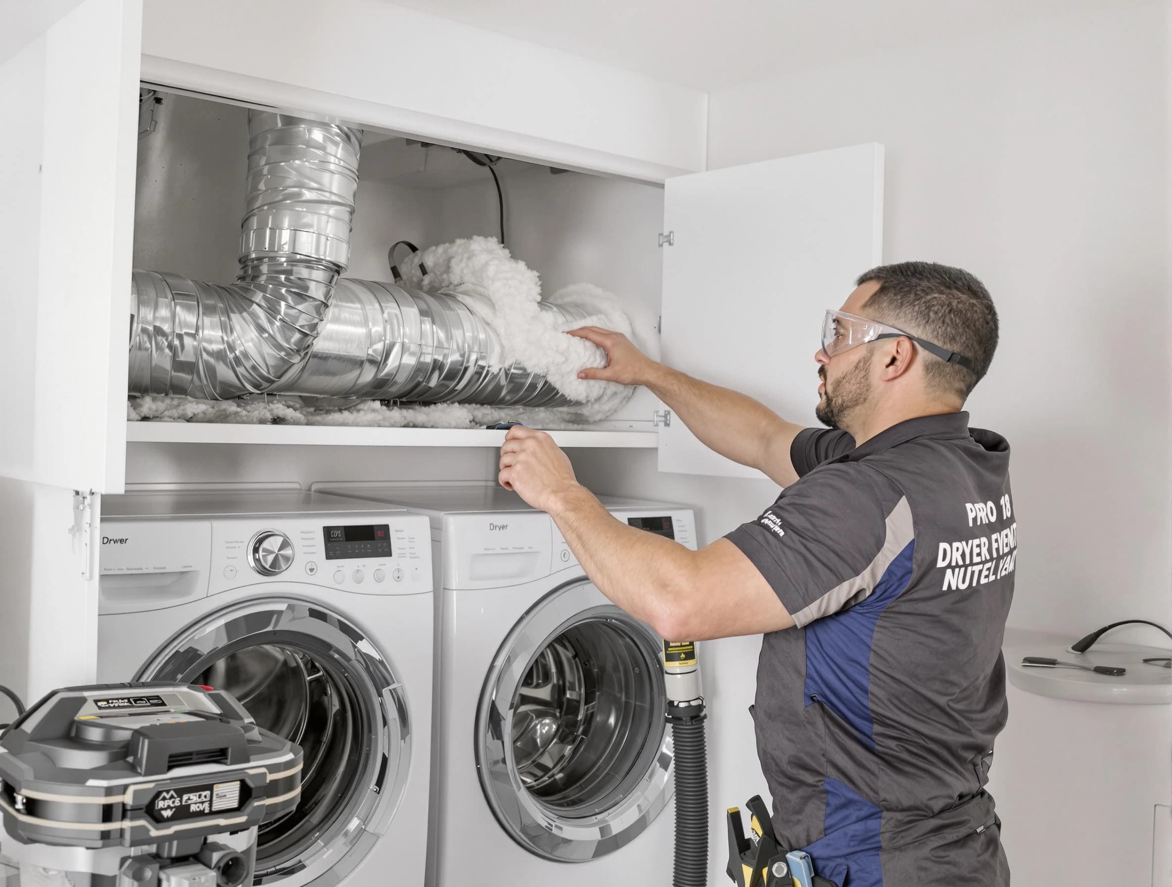 North Salt Lake Dryer Vent Cleaning certified technician performing specialized gas dryer vent cleaning in North Salt Lake